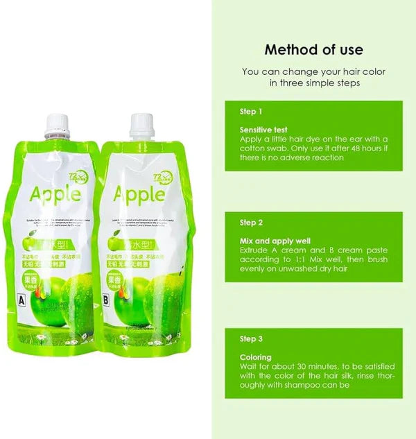 Apple Ammonia-Free Black Hair Cream 500ml (Pack of 2) Fast-Coloring, Gentle Hair Dye Solution